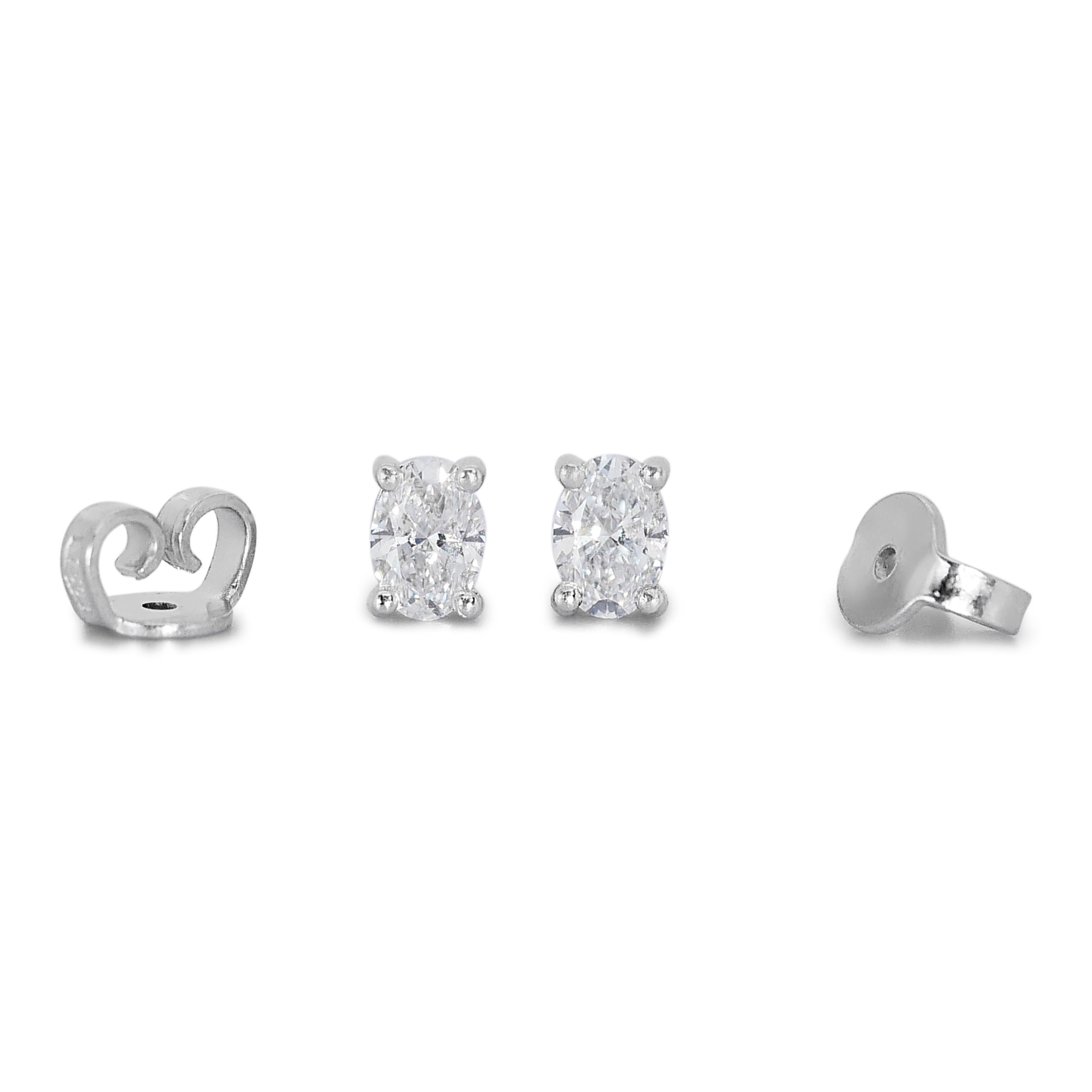Brilliant 18K White Gold Natural Diamonds Stud Earrings w/1.41 Carat - GIA Cert For Sale 3