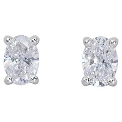 Pendientes brillantes de oro blanco de 18 quilates con diamantes naturales de 1,41 quilates - Certificado GIA