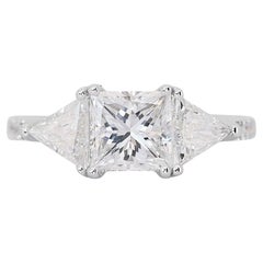 Brilliante bague en or blanc 18k diamant carré en pavé avec/2.30 ct - Certifiée GIA