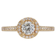Brillant 18K Gelbgold Natürlicher Diamant Halo Ring w/0,93 Karat - GIA zertifiziert