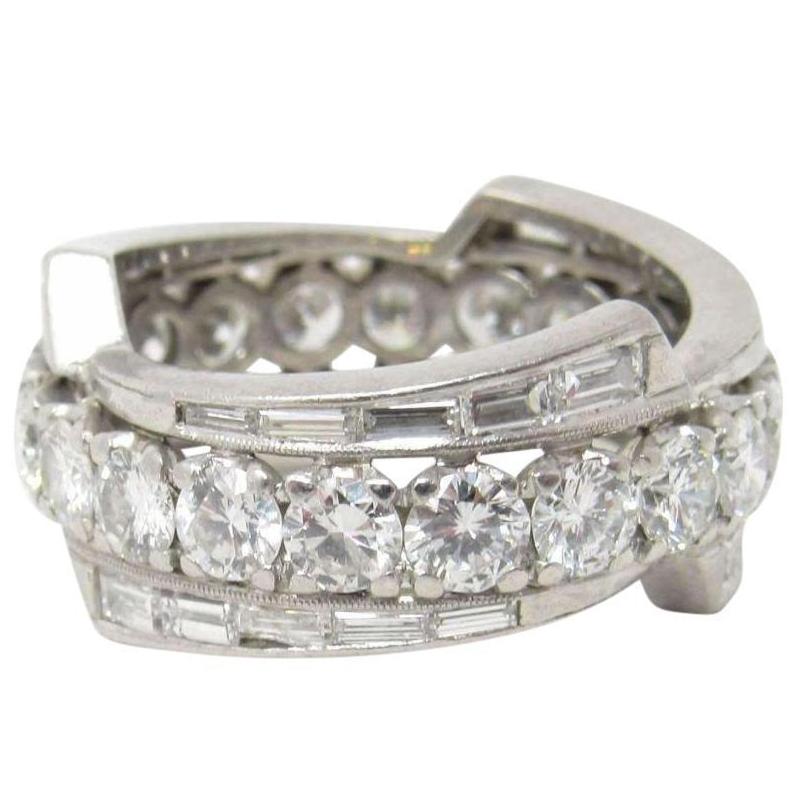 Brilliant 1950's 4.65 CTW Diamond Platinum Eternity Band Ring
