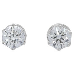 Brilliant 1ct Natural Diamond Stud Earrings in 18K White Gold