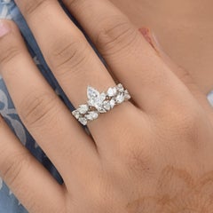 Brillante 2 Ct Diamante Alianza de Boda Conjunto de 2 18k Oro Blanco Joyería Fina
