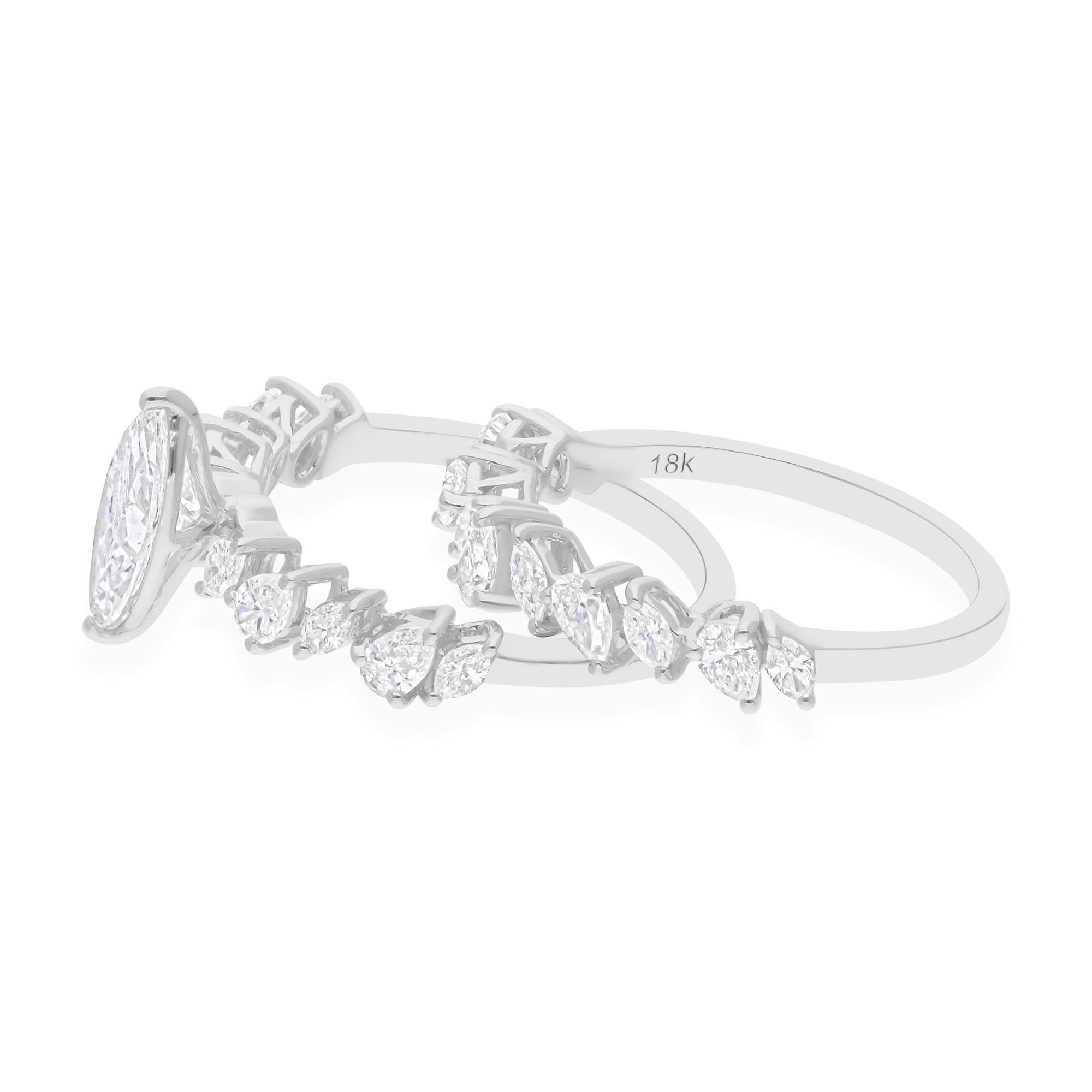 For Sale:  Brilliant 2 Ct Diamond Bridal Wedding Ring Set of 2 18k White Gold Fine Jewelry 3