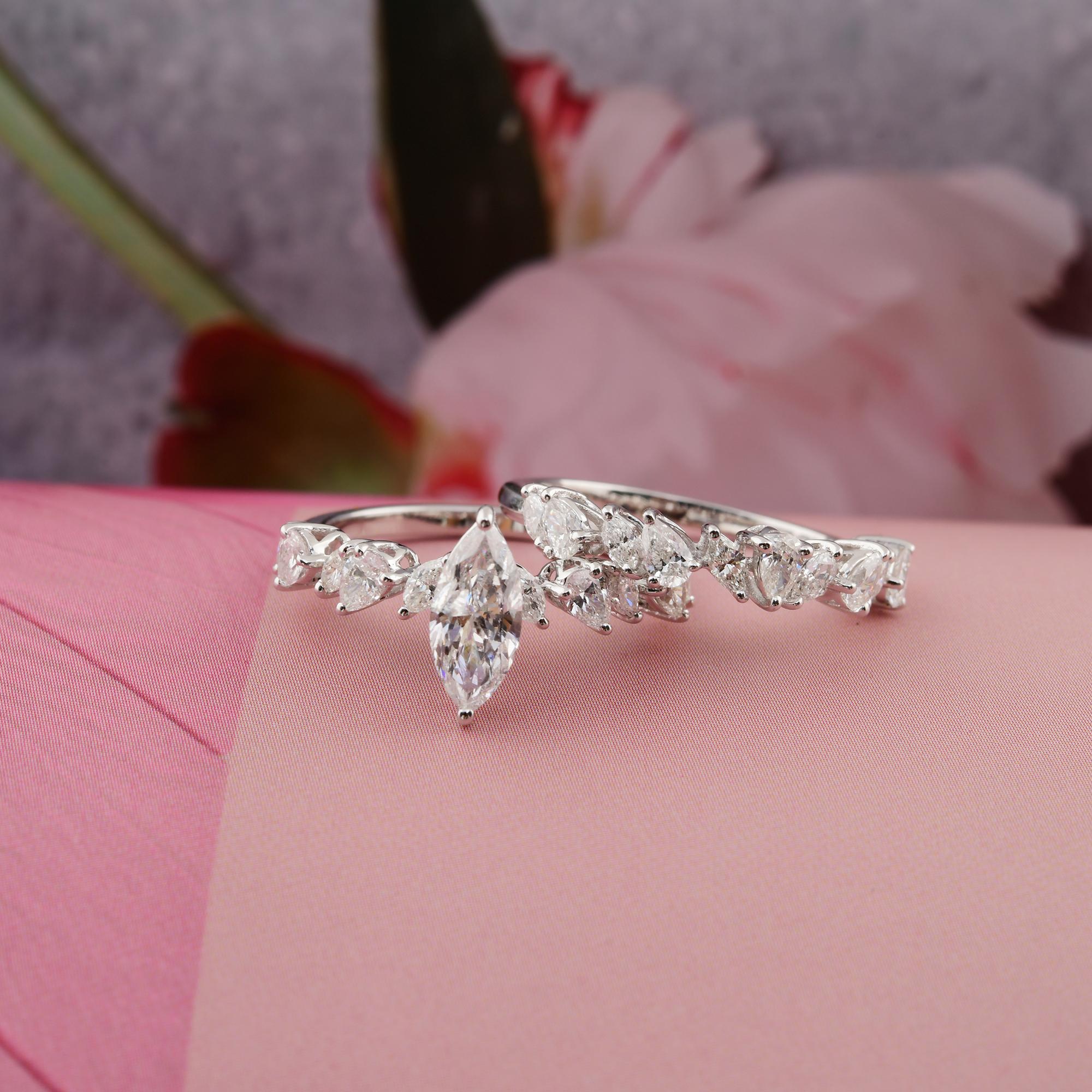 For Sale:  Brilliant 2 Ct Diamond Bridal Wedding Ring Set of 2 18k White Gold Fine Jewelry 3