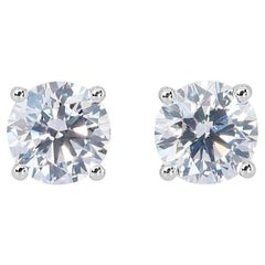Brilliant 2.01ct Triple Excellent Ideal Cut Diamonds Stud Earrings