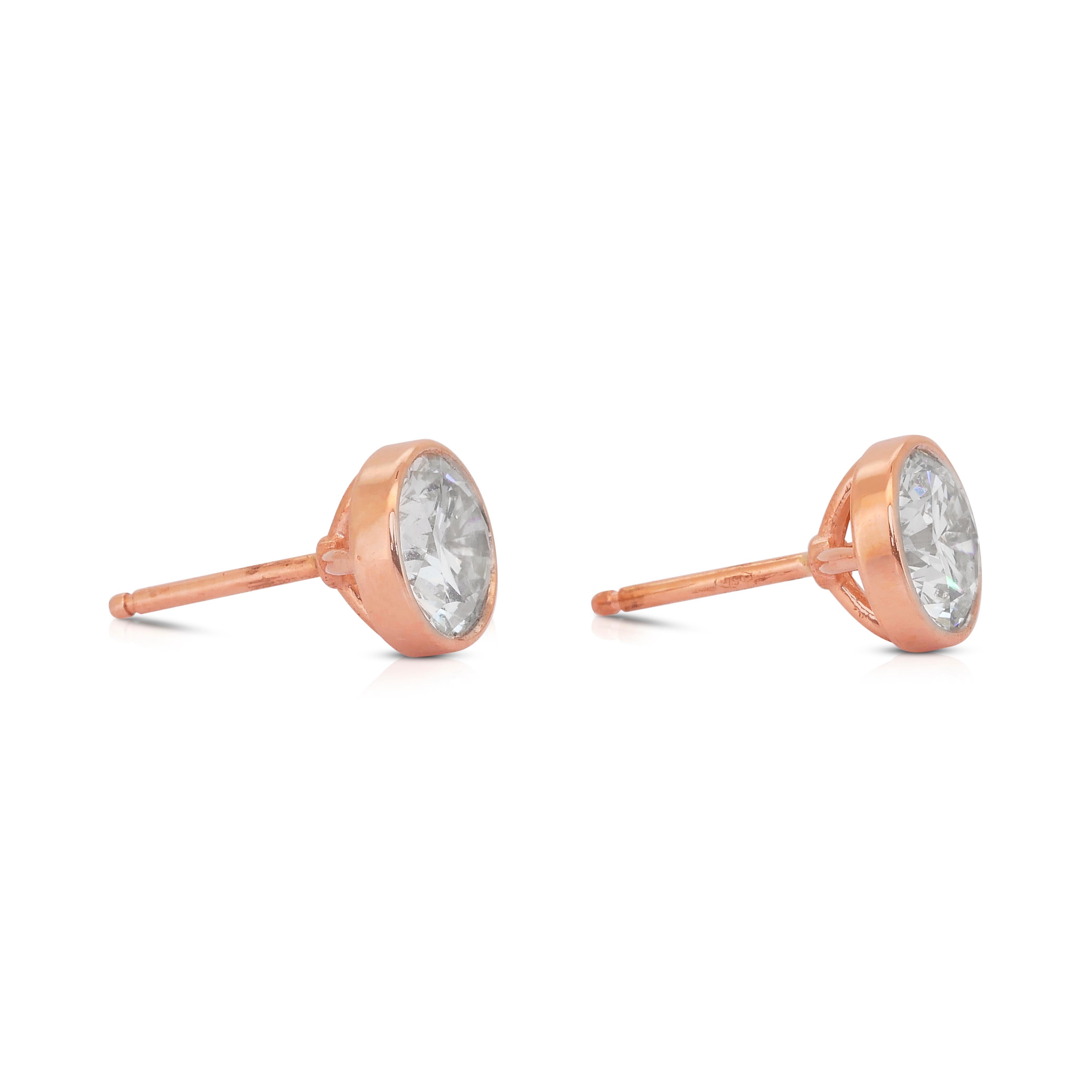 Taglio rotondo Orecchini con diamanti Brilliante 2,02ct in oro rosa 18k - certificati IGI in vendita