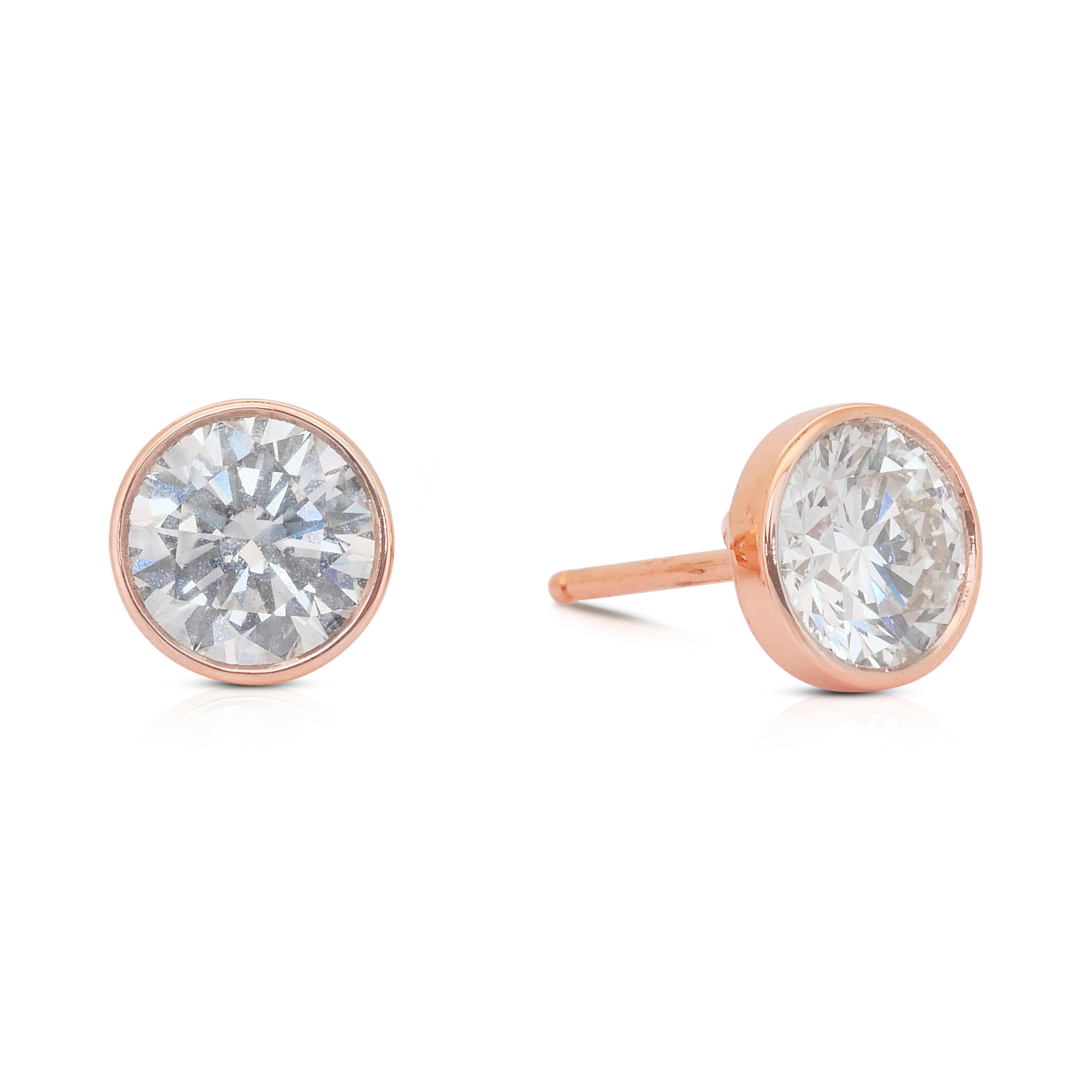 Orecchini con diamanti Brilliante 2,02ct in oro rosa 18k - certificati IGI In condizioni Nuovo in vendita a רמת גן, IL