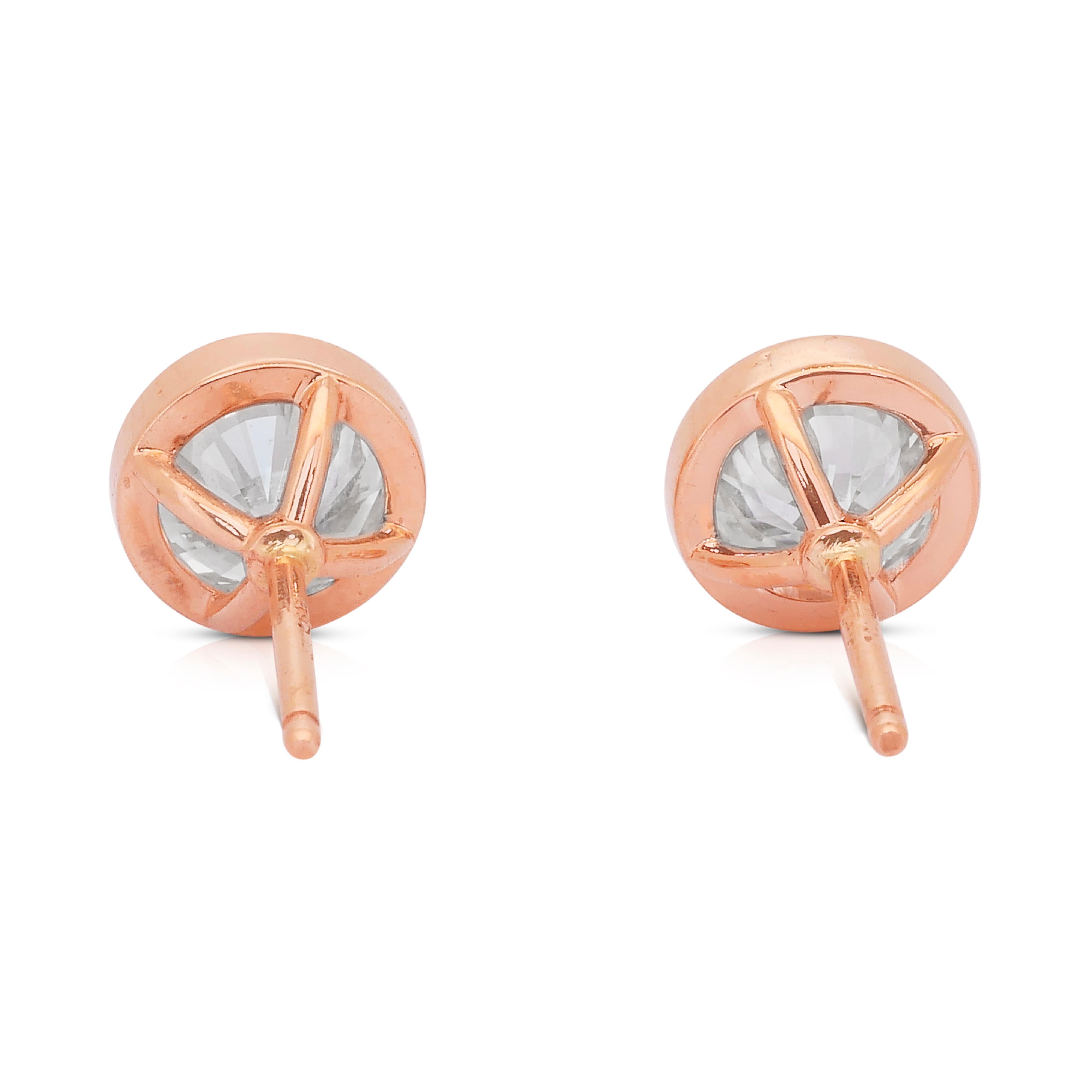 Orecchini con diamanti Brilliante 2,02ct in oro rosa 18k - certificati IGI in vendita 2