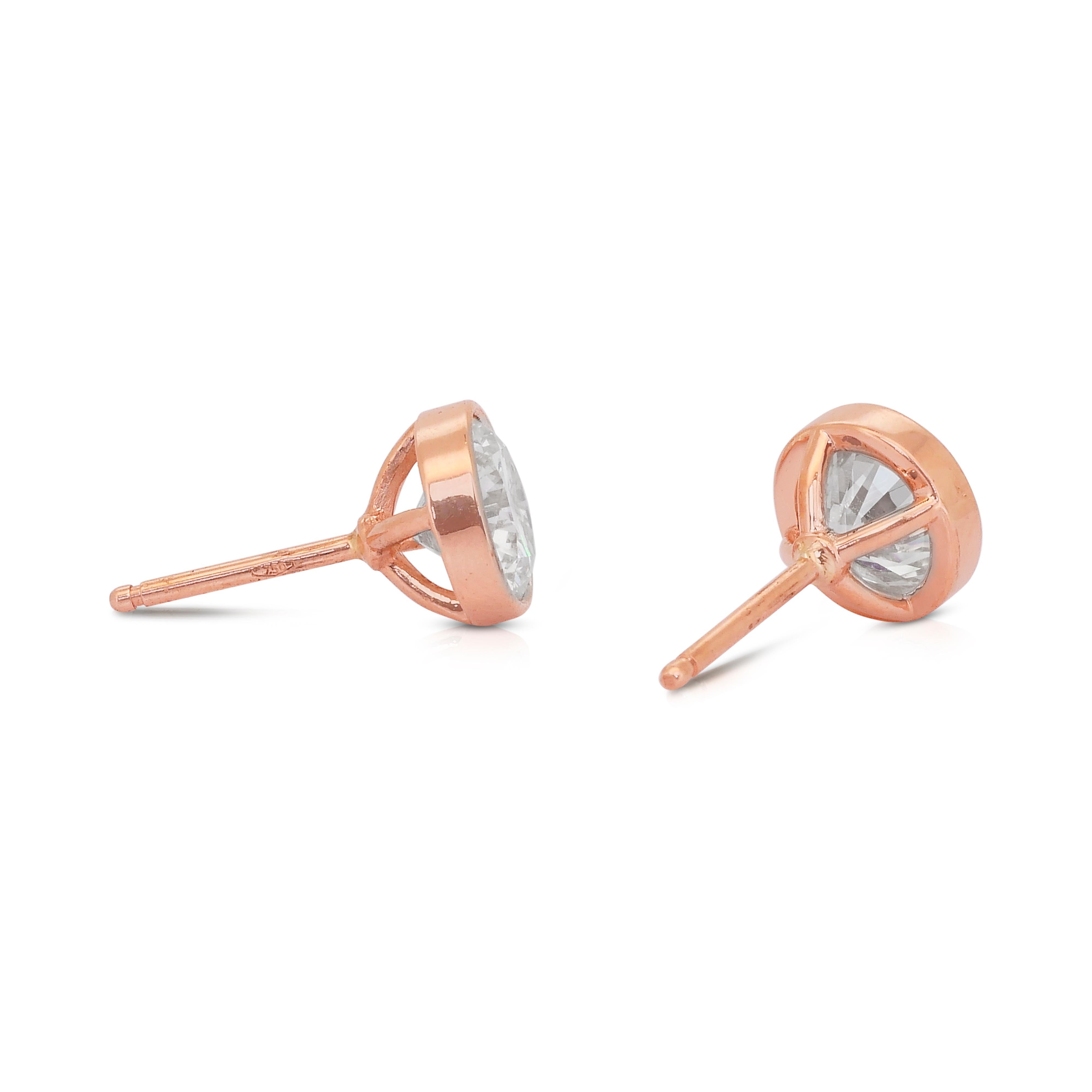 Orecchini con diamanti Brilliante 2,02ct in oro rosa 18k - certificati IGI in vendita 3