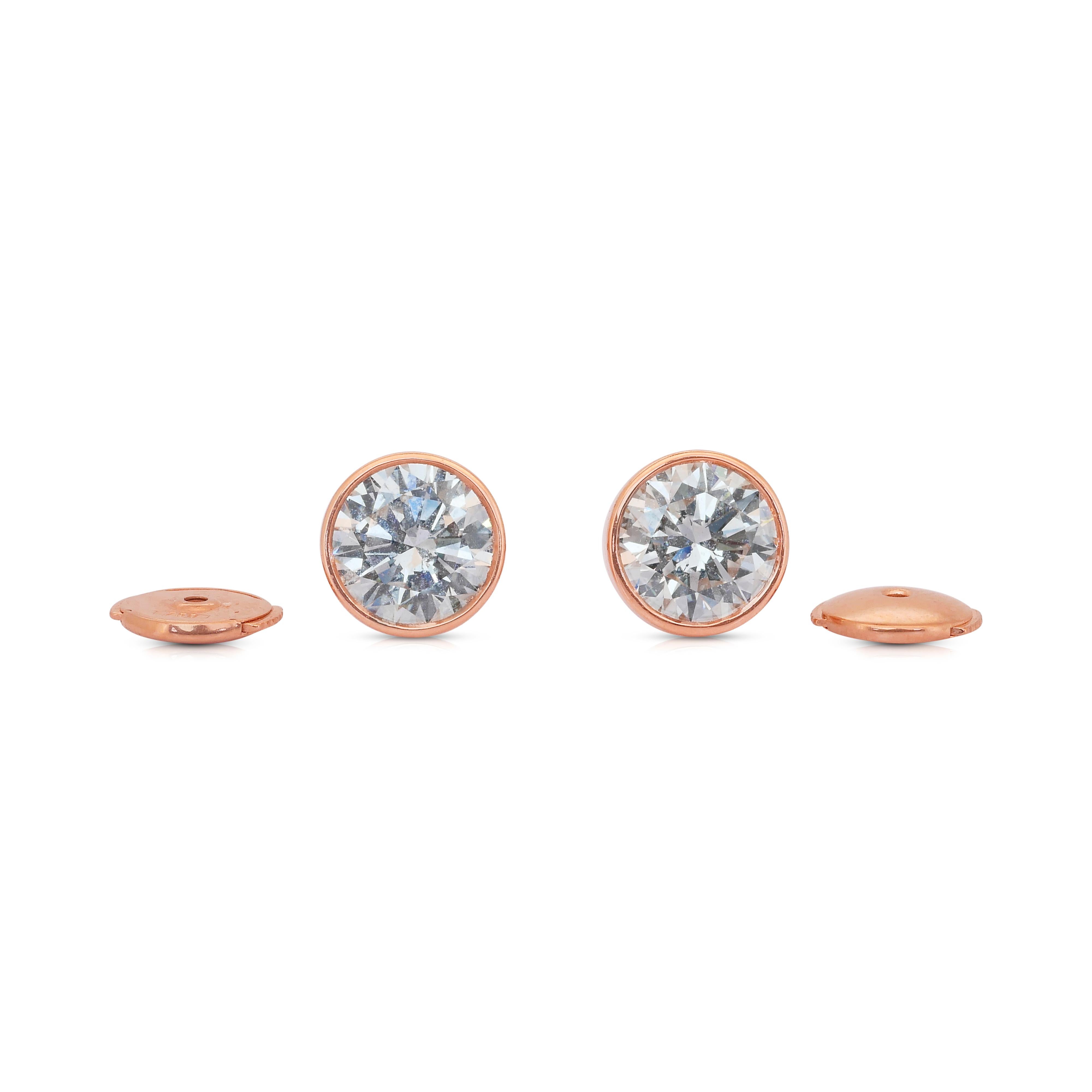 Orecchini con diamanti Brilliante 2,02ct in oro rosa 18k - certificati IGI in vendita 4