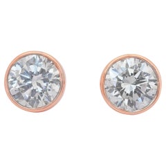Pendientes de oro rosa de 18 quilates con diamantes brillantes de 2,02 quilates - Certificado IGI