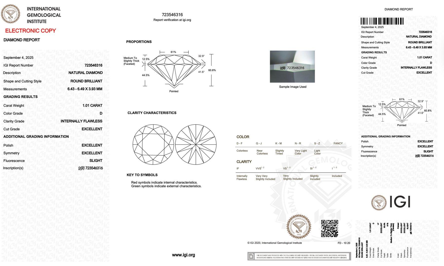 Taglio rotondo Coppia di diamanti rotondi Brilliante 2,02ct - Certificato IGI in vendita