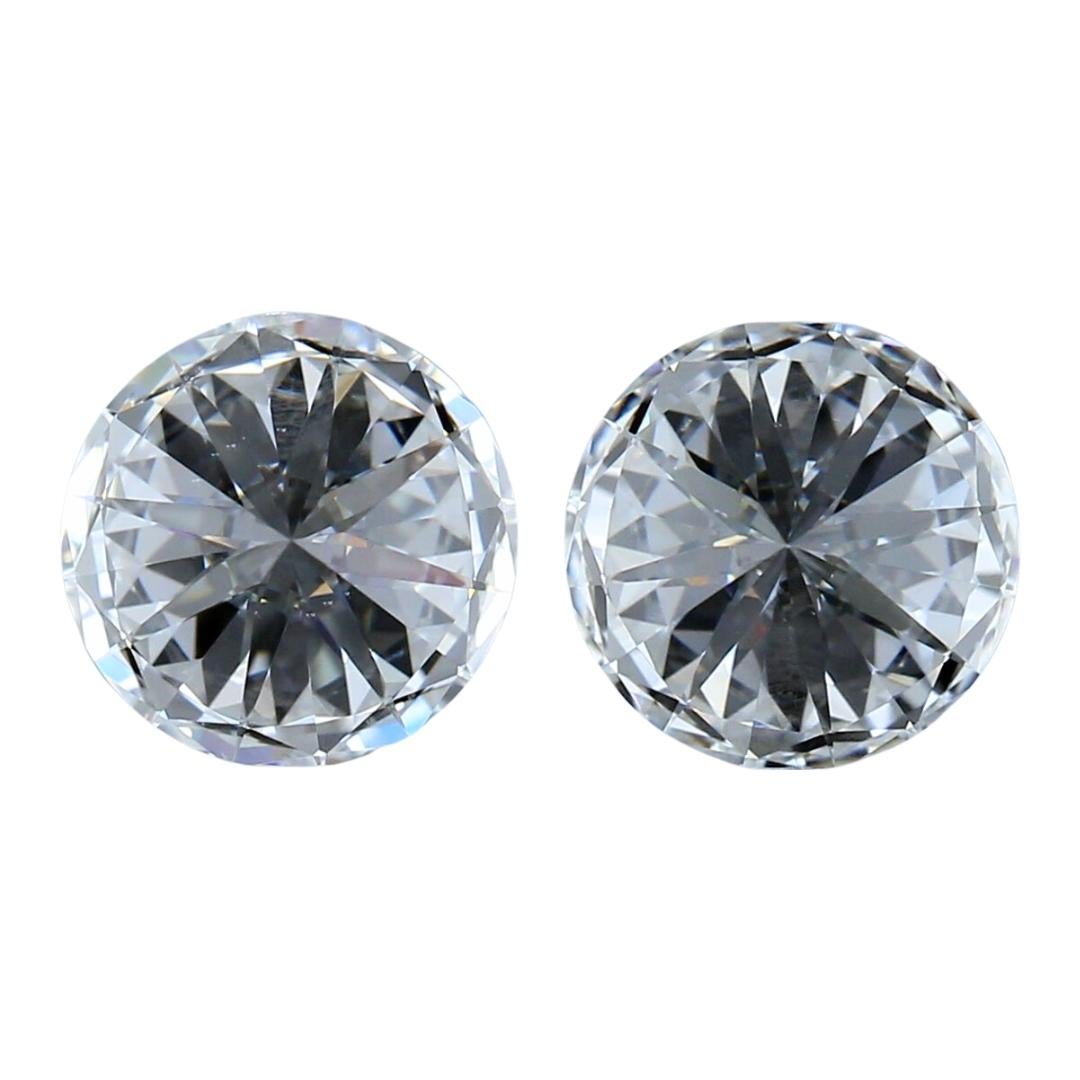 Brilliante 2,04ct Triplo Eccellente Taglio Ideale Coppia di Diamanti a Forma Rotonda in vendita 1