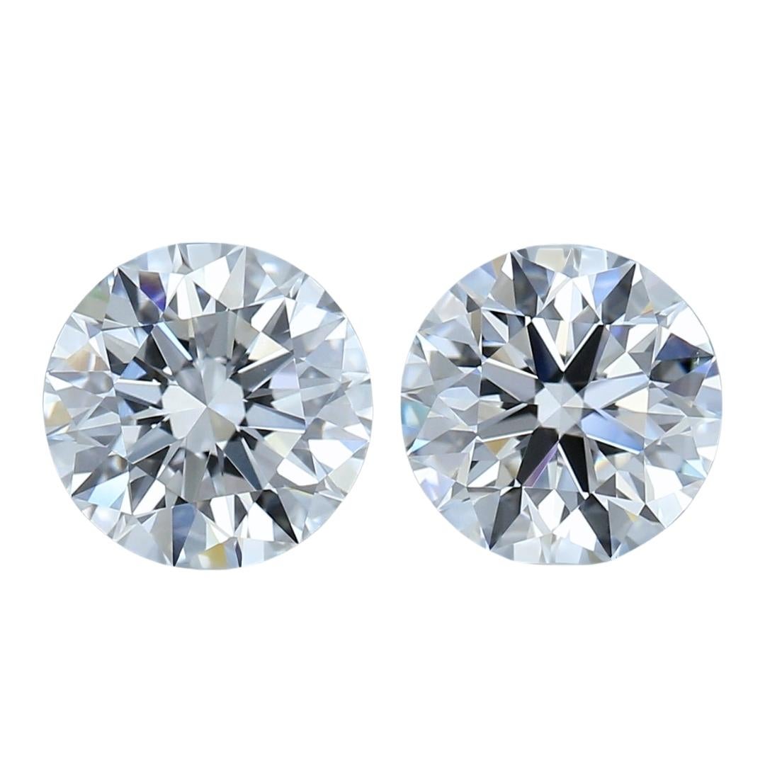Brilliante 2,04ct Triplo Eccellente Taglio Ideale Coppia di Diamanti a Forma Rotonda in vendita 3