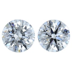 Paar runde Diamanten im Brillantschliff, 2,04 Karat, dreifach ausgezeichneter Idealschliff