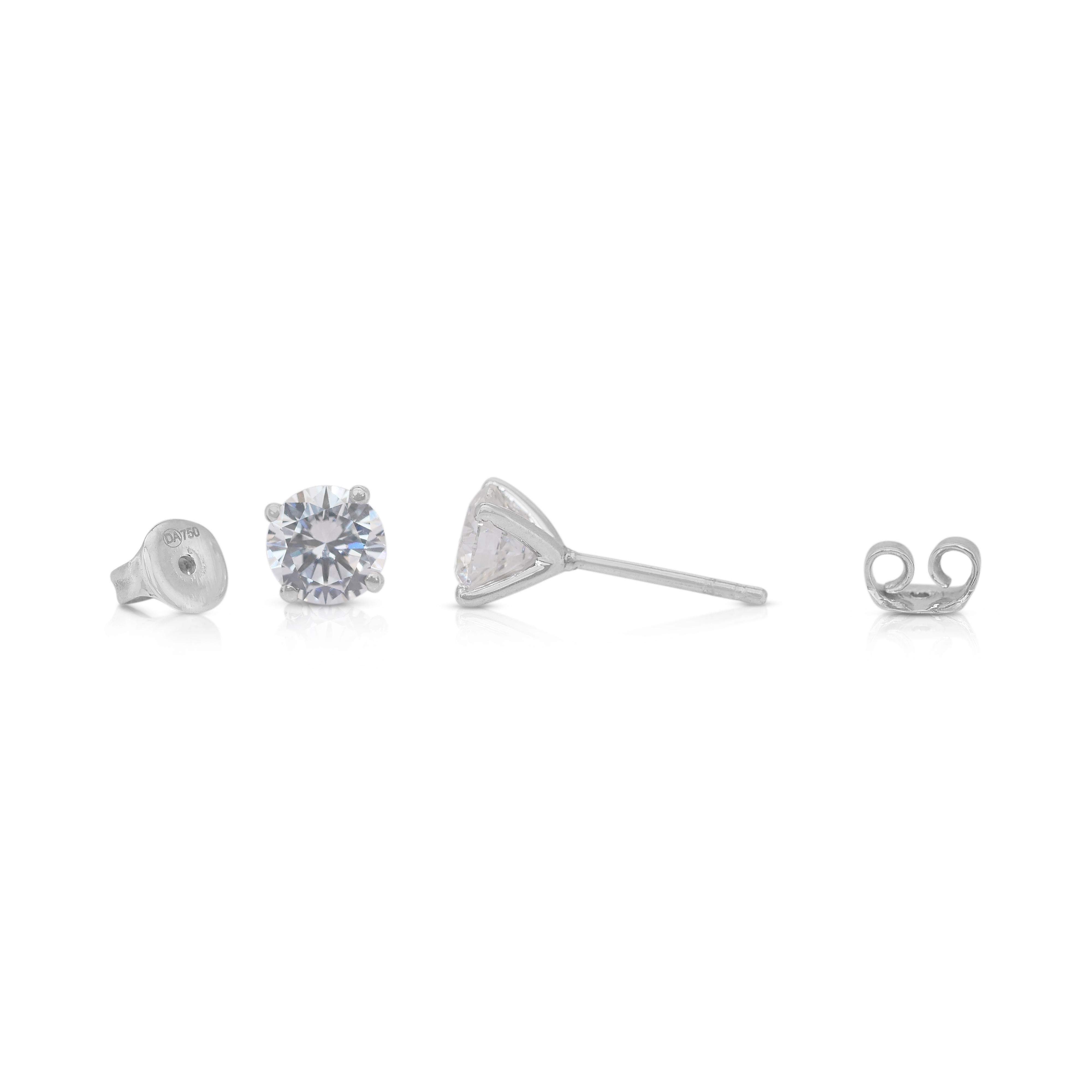 Brilliant 2.05ct Diamonds Stud Earrings in 18k White Gold - IGI Certified 3