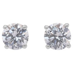 Brilliant 2.05ct Diamonds Stud Earrings in 18k White Gold - IGI Certified