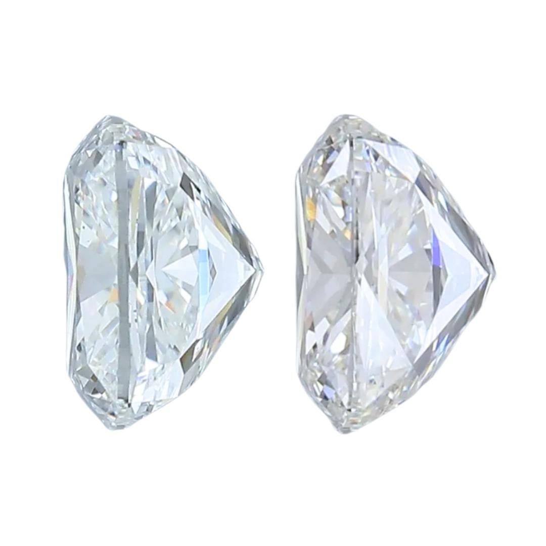 Taglio cuscino Brilliante 2,06ct doppio eccellente taglio ideale Coppia di diamanti a forma di cuscino in vendita