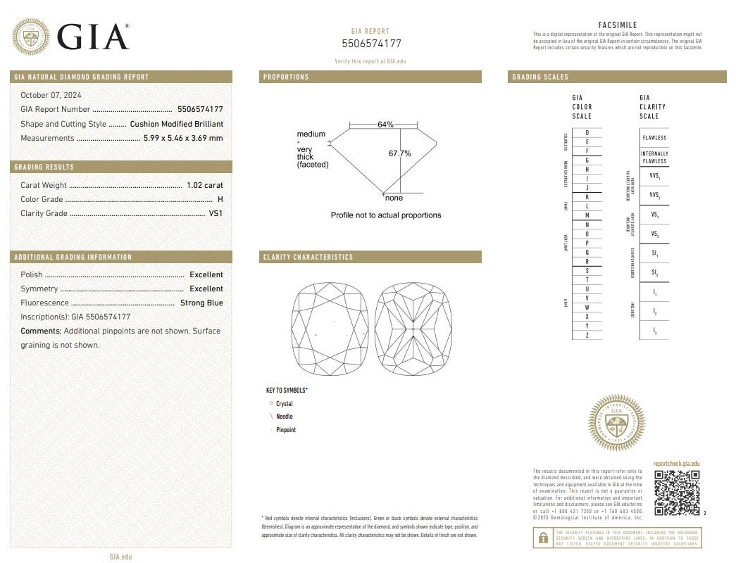 Brilliante 2,06ct doppio eccellente taglio ideale Coppia di diamanti a forma di cuscino in vendita 1