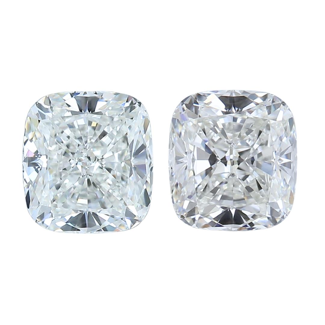 Brilliante 2,06ct doppio eccellente taglio ideale Coppia di diamanti a forma di cuscino in vendita 3