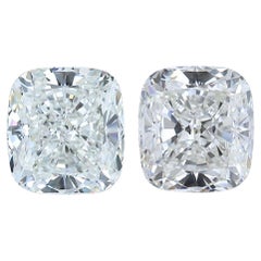 Par de diamantes brillantes en forma de cojín de talla ideal excelente doble de 2,06 ct