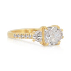 Brilliant 2.10ct Double Excellent Ideal Cut Diamonds Pave Ring