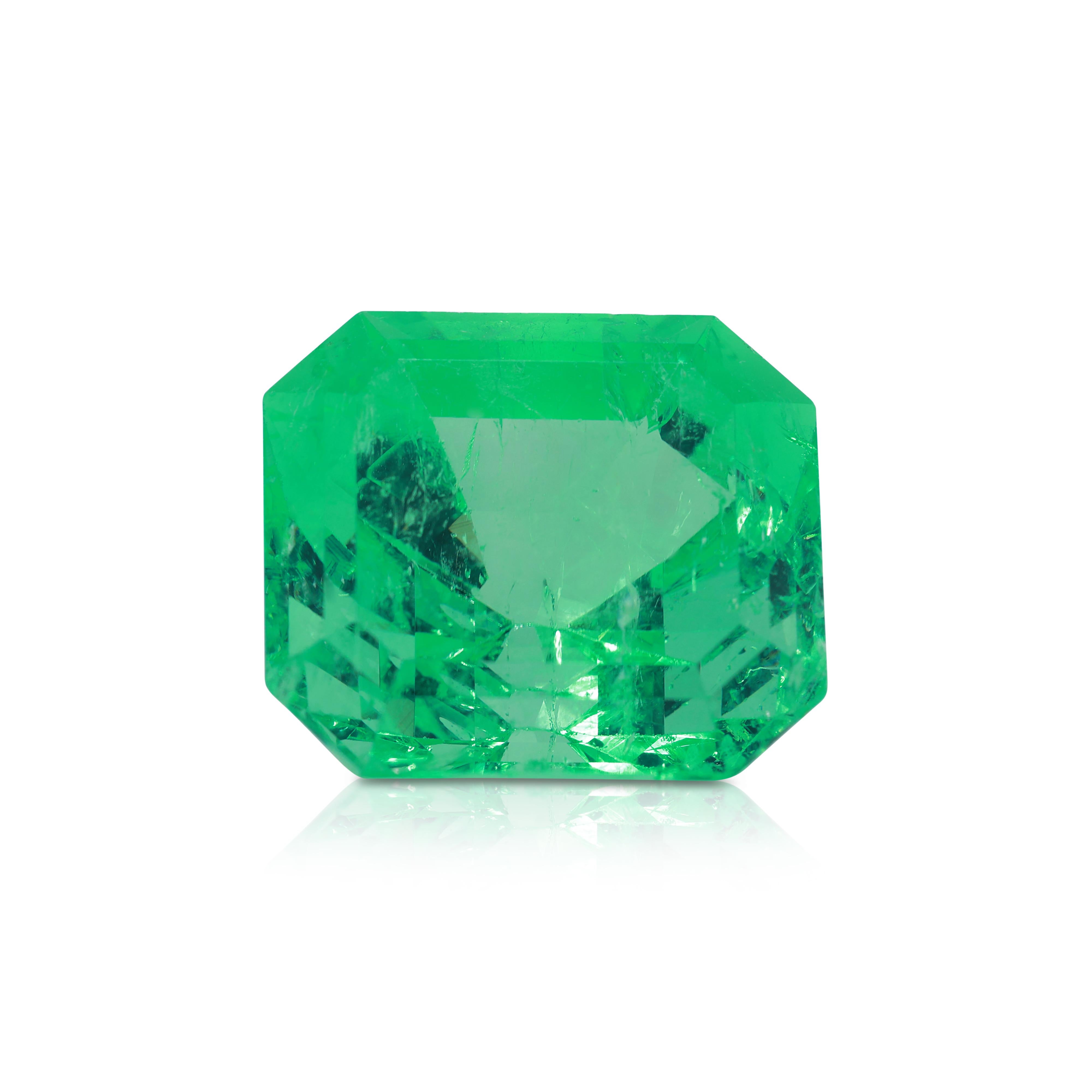 Brillant 22,28ct Smaragd Edelstein (Radiantschliff) im Angebot