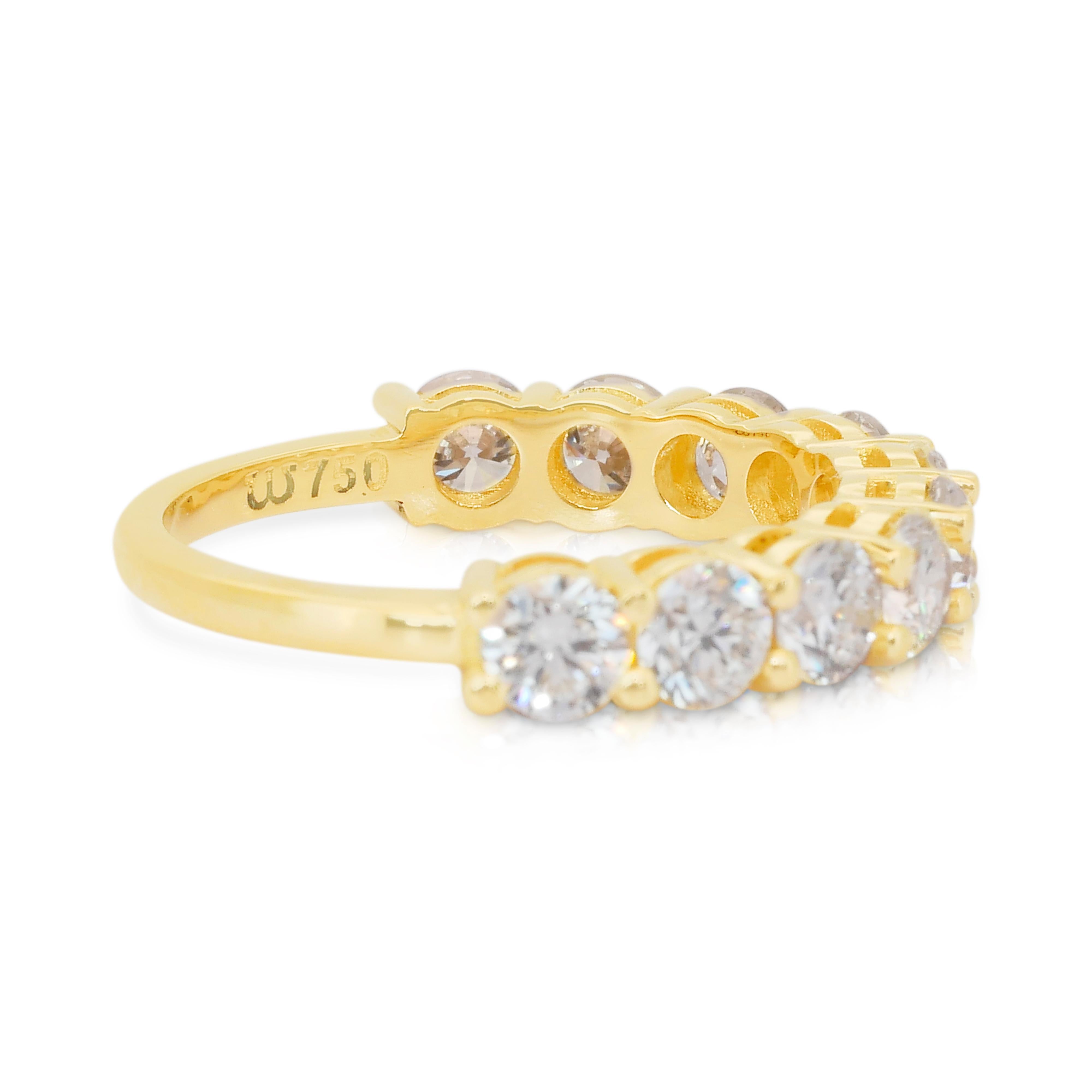 Bague demi-éternité en or jaune 18 carats, diamants brillants de 2,25 carats - certifié IGI Neuf - En vente à רמת גן, IL