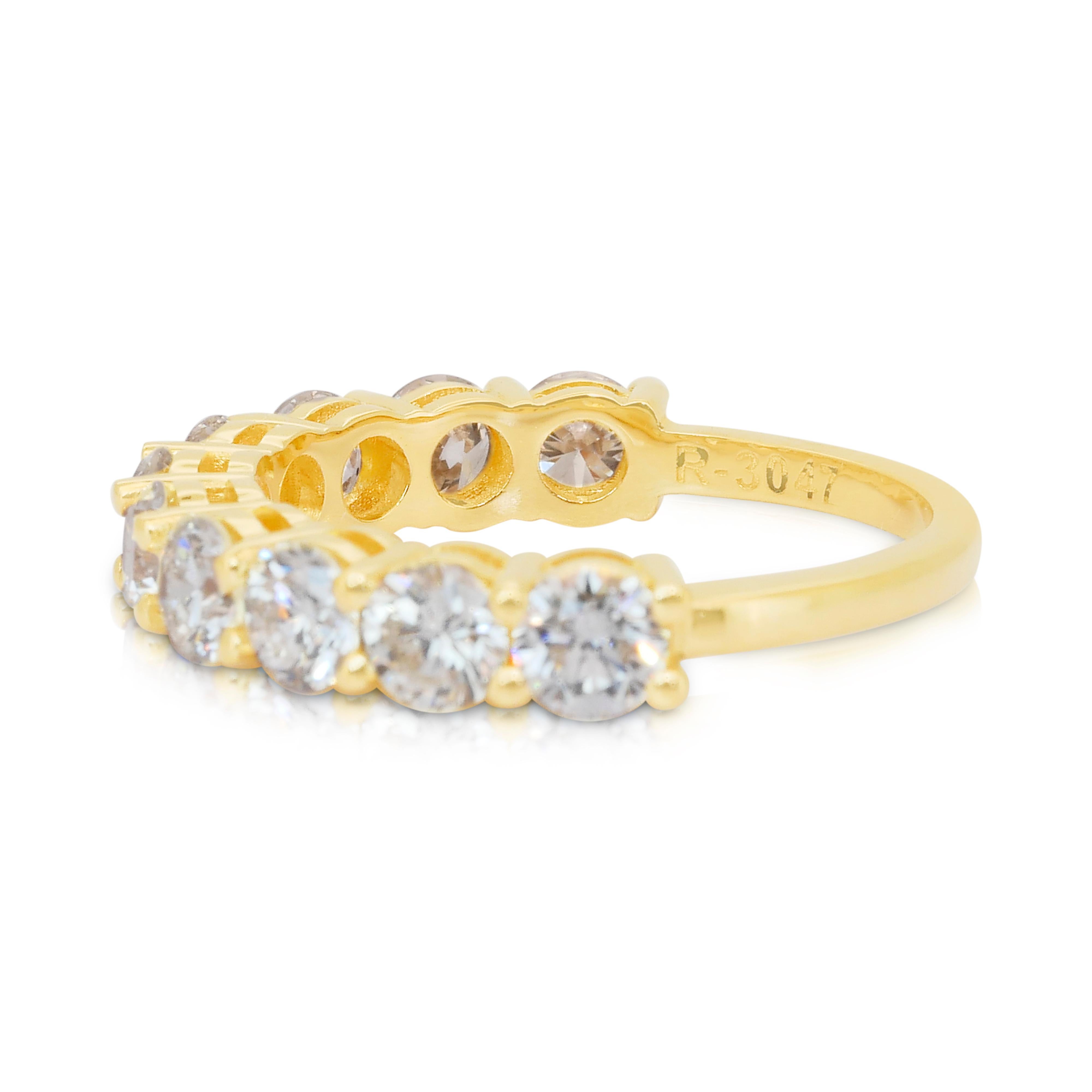 Bague demi-éternité en or jaune 18 carats, diamants brillants de 2,25 carats - certifié IGI en vente 1