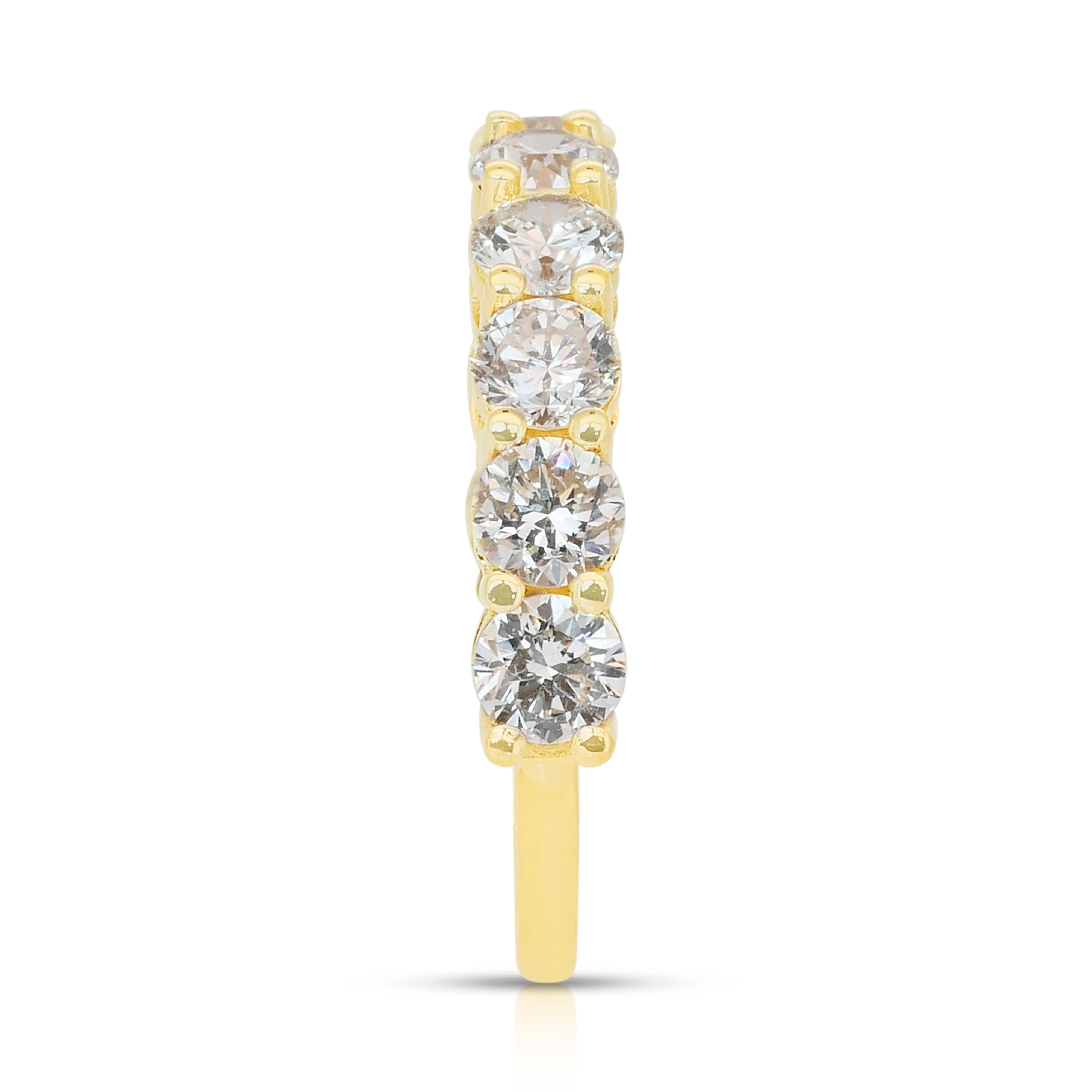 Bague demi-éternité en or jaune 18 carats, diamants brillants de 2,25 carats - certifié IGI en vente 2