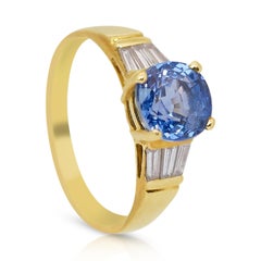 Brillant 2,39ct Saphir und Diamanten Cluster Ring in 18k Gelbgold - IGI
