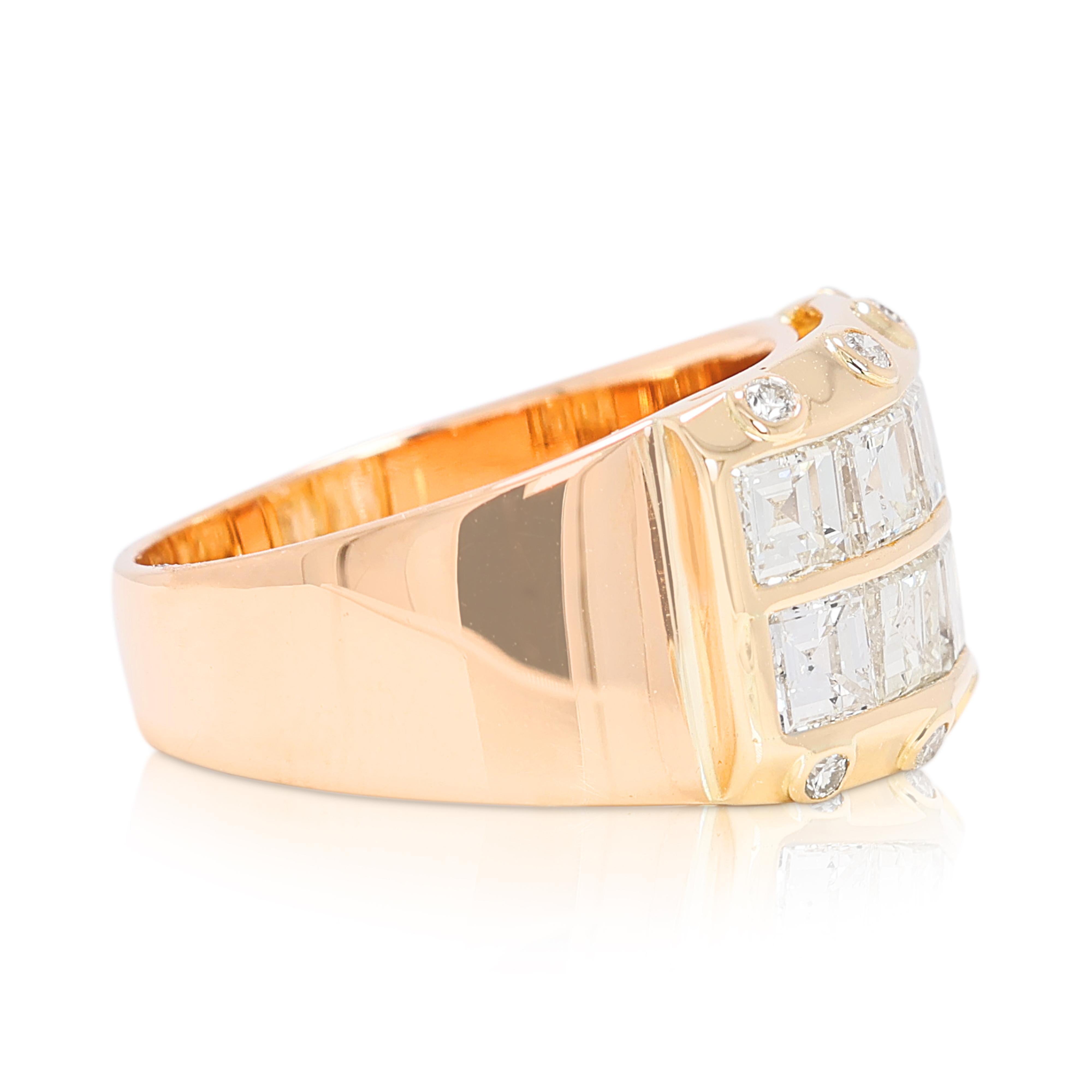 Asscher Cut Brilliant 2.62ct Natural Diamonds Ring in 20K Yellow Gold