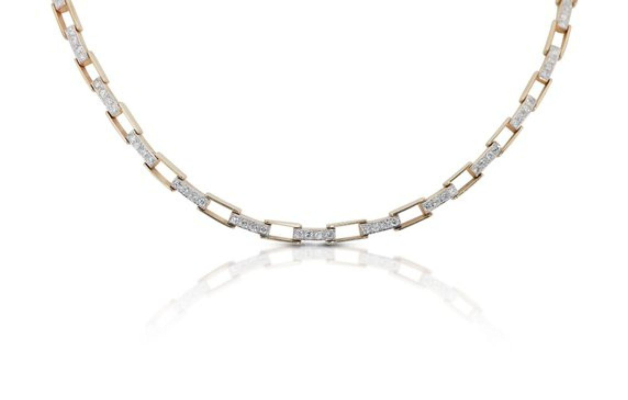 This necklace captures the essence of pure brilliance, a breathtaking adornment that demands attention with its captivating 3.12 carat round diamond. Glimmering with G-H color and I1-I2 clarity, the diamond's facets dance with light, creating a