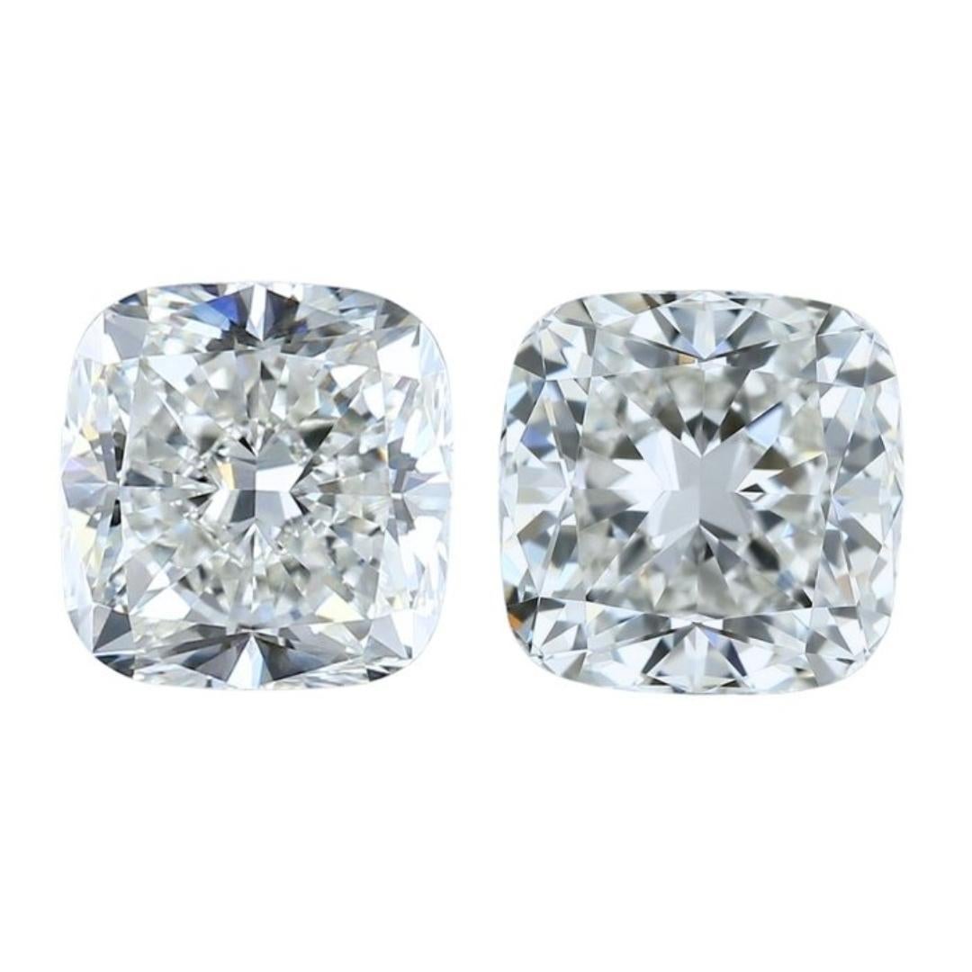 Coppia di diamanti Brilliante 3,17ct Doppio Eccellente Taglio Ideale Quadrato Cuscino in vendita 5