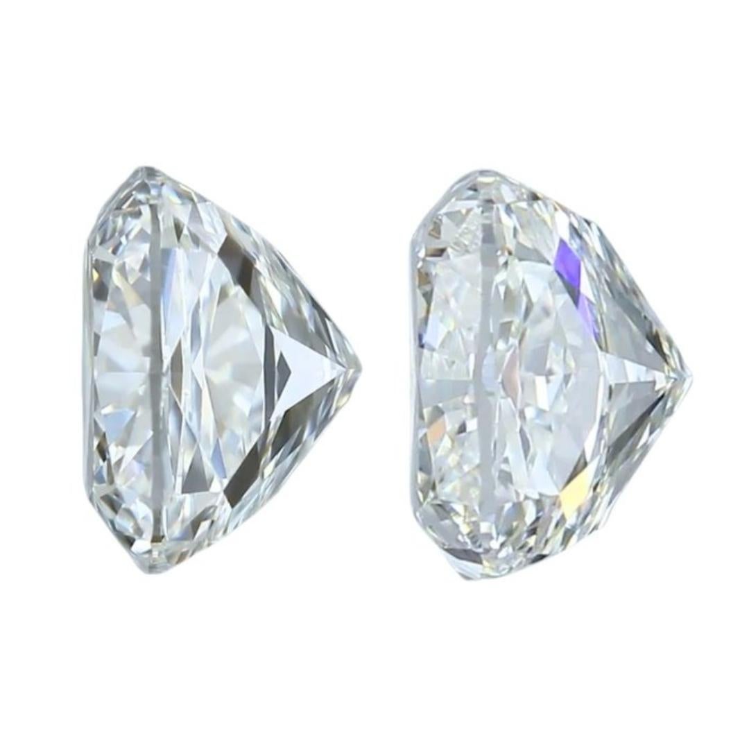 Donna Coppia di diamanti Brilliante 3,17ct Doppio Eccellente Taglio Ideale Quadrato Cuscino in vendita