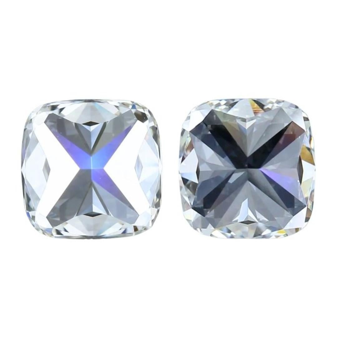 Coppia di diamanti Brilliante 3,17ct Doppio Eccellente Taglio Ideale Quadrato Cuscino in vendita 2