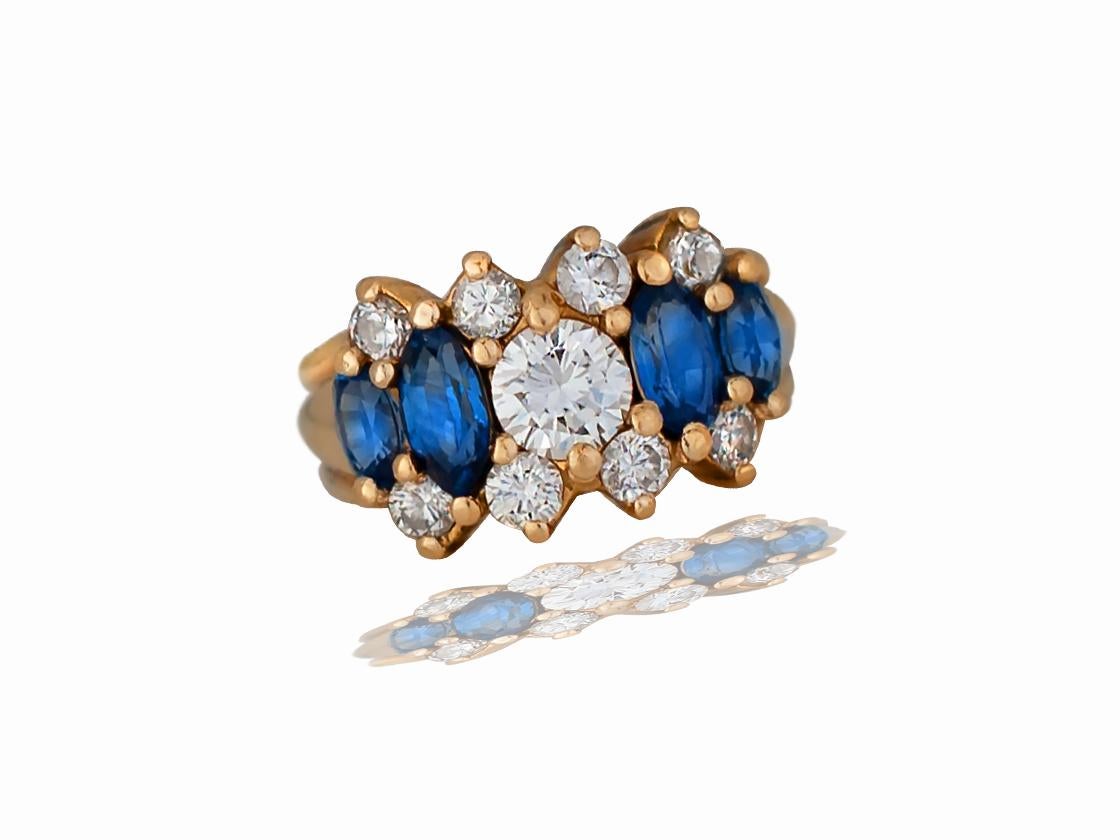 Modern Brilliant, 3.5 Carat Ladies Sapphire and Diamond Jeweled Ring
