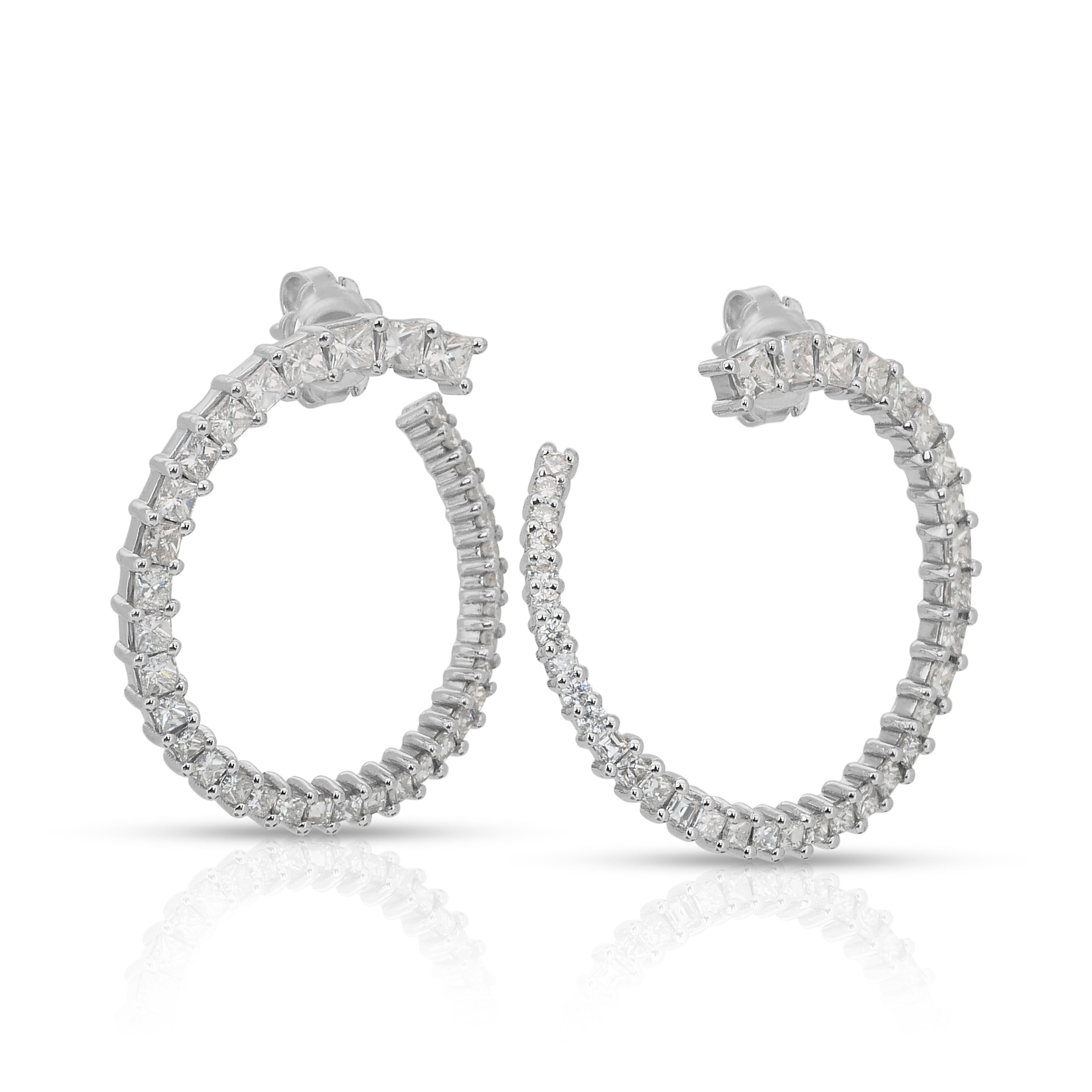 Brillante 3,62ct Diamanten Ohrringe in 18k Weißgold - IGI zertifiziert (Rundschliff) im Angebot