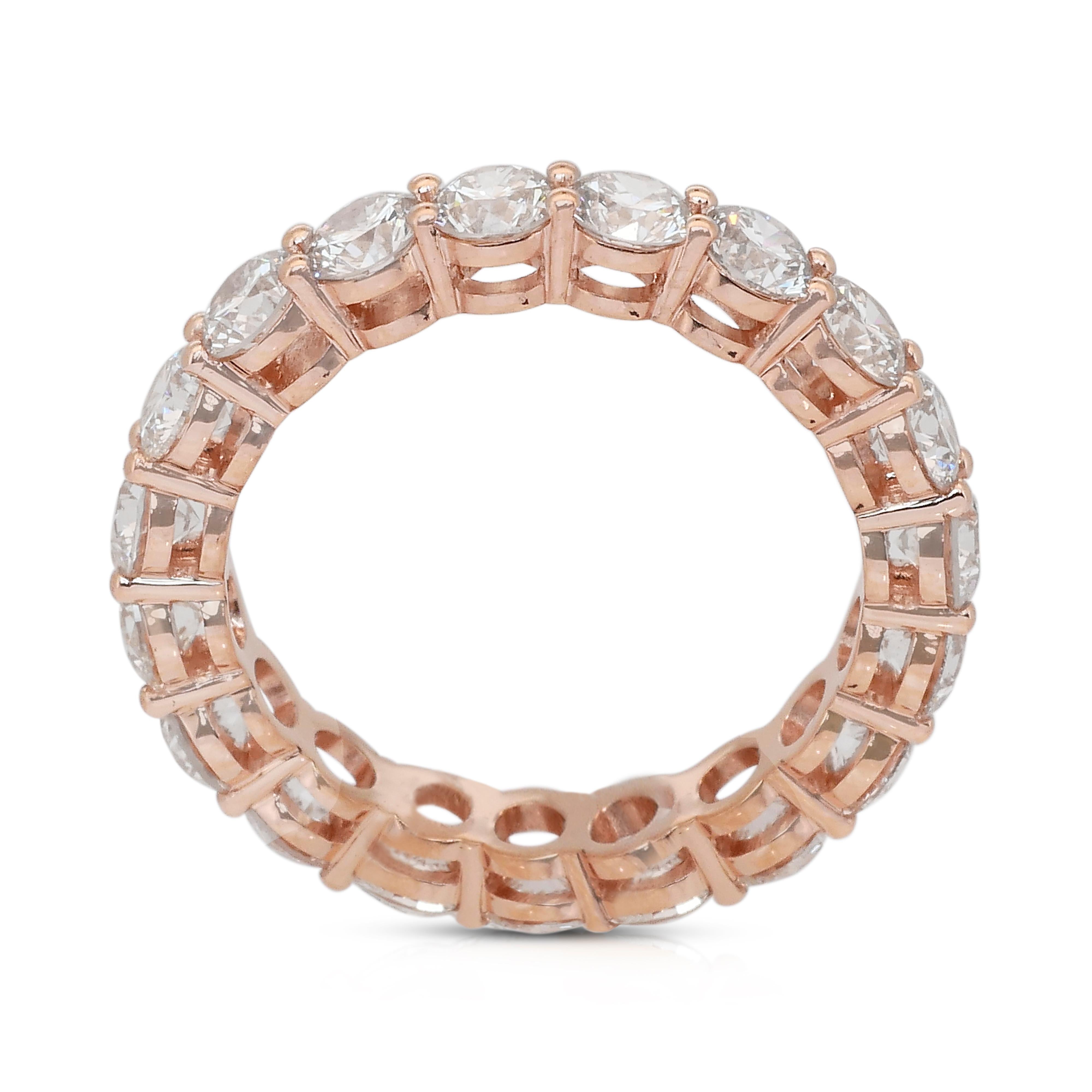 Brilliant 3.88ct Diamonds Eternity Ring in 18k Rose Gold - IGI Certified im Angebot 3