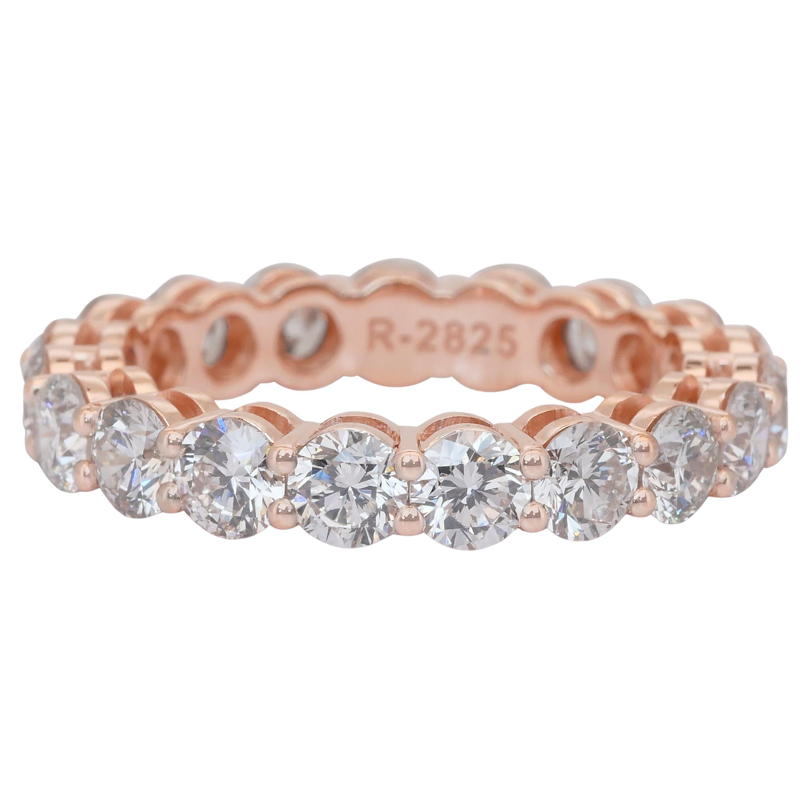 Brilliant 3.88ct Diamonds Eternity Ring in 18k Rose Gold - IGI Certified