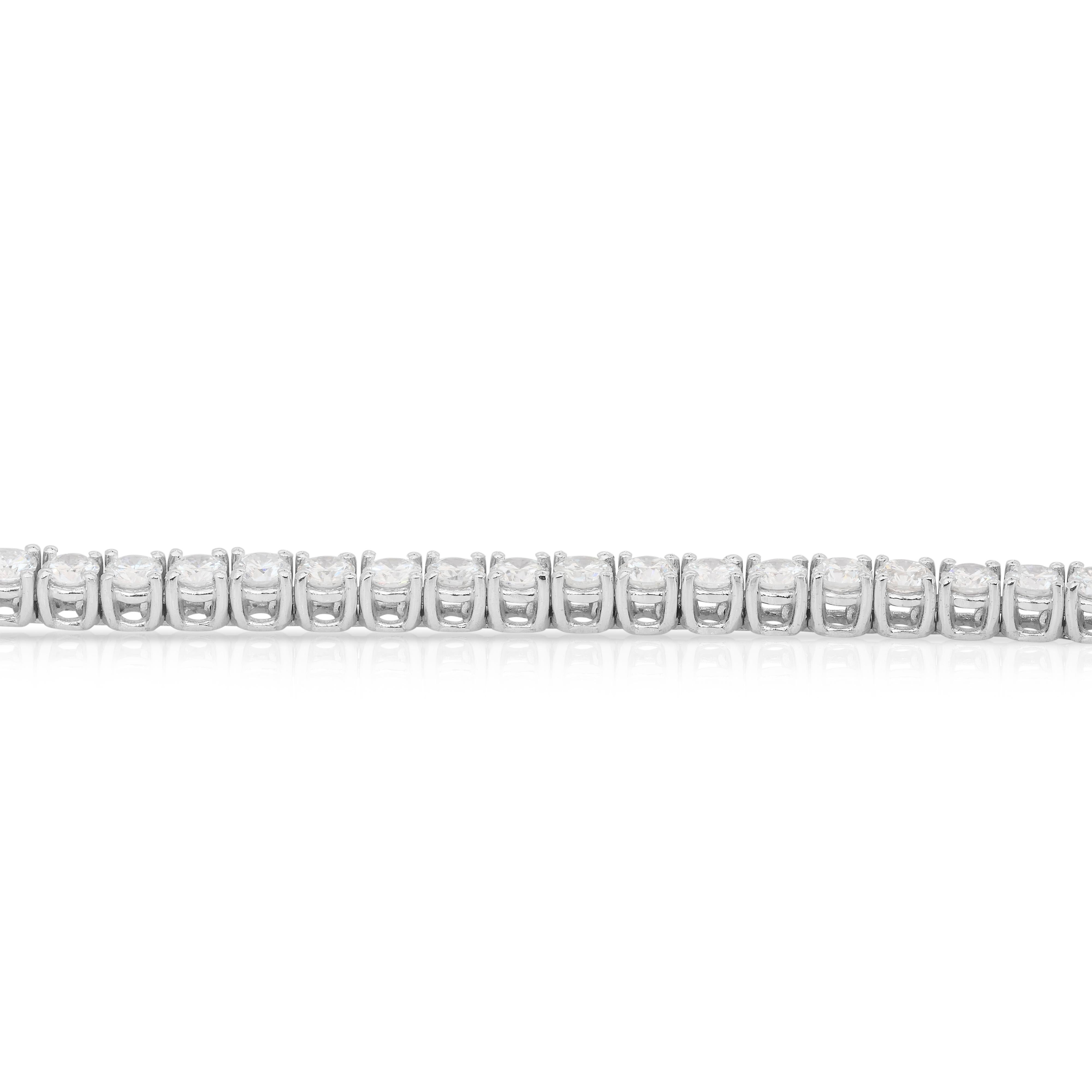 Brilliant 6.46ct Diamonds Tennis Bracelet in 18k White Gold - IGI Certified en venta 2