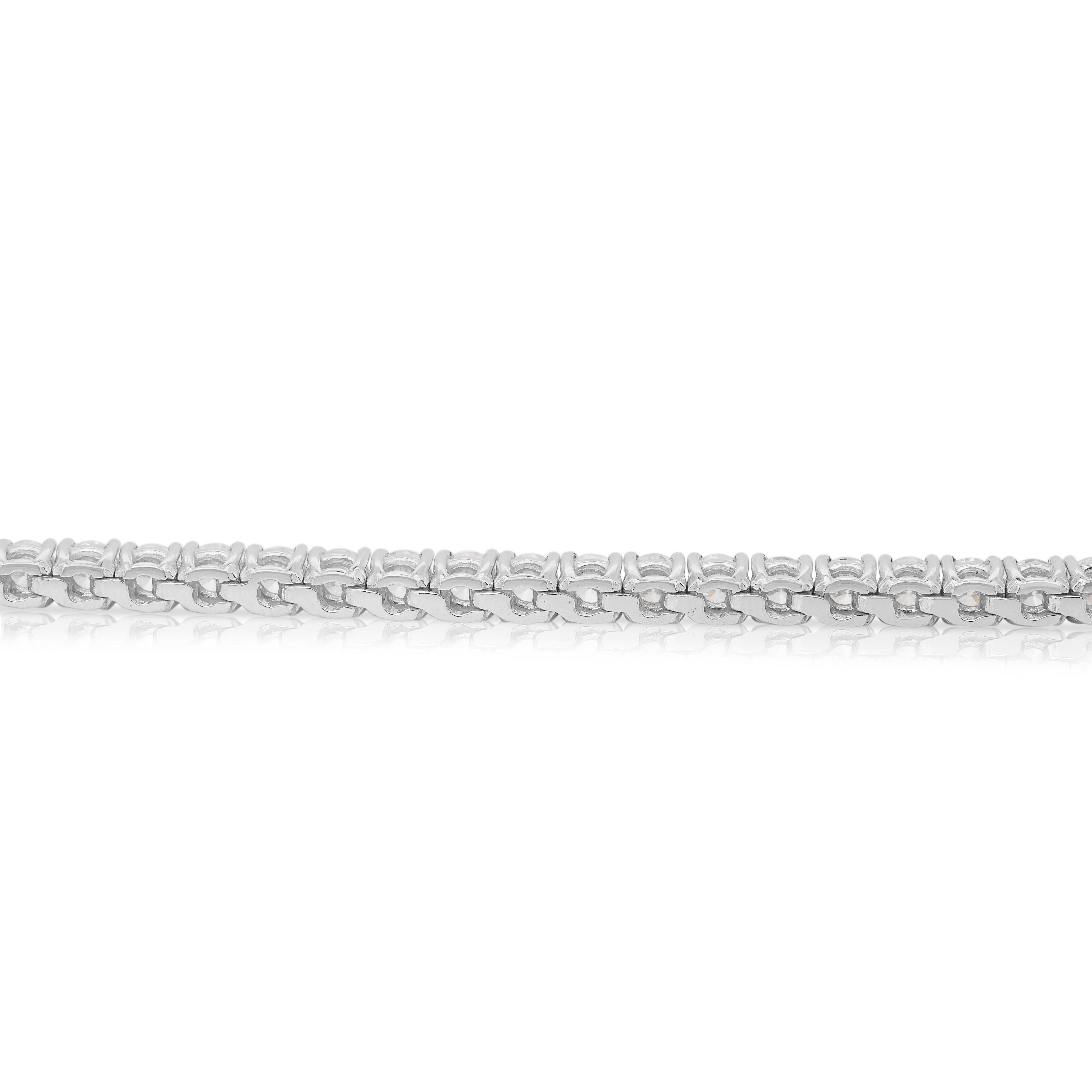 Brilliant 6.46ct Diamonds Tennis Bracelet in 18k White Gold - IGI Certified en venta 3
