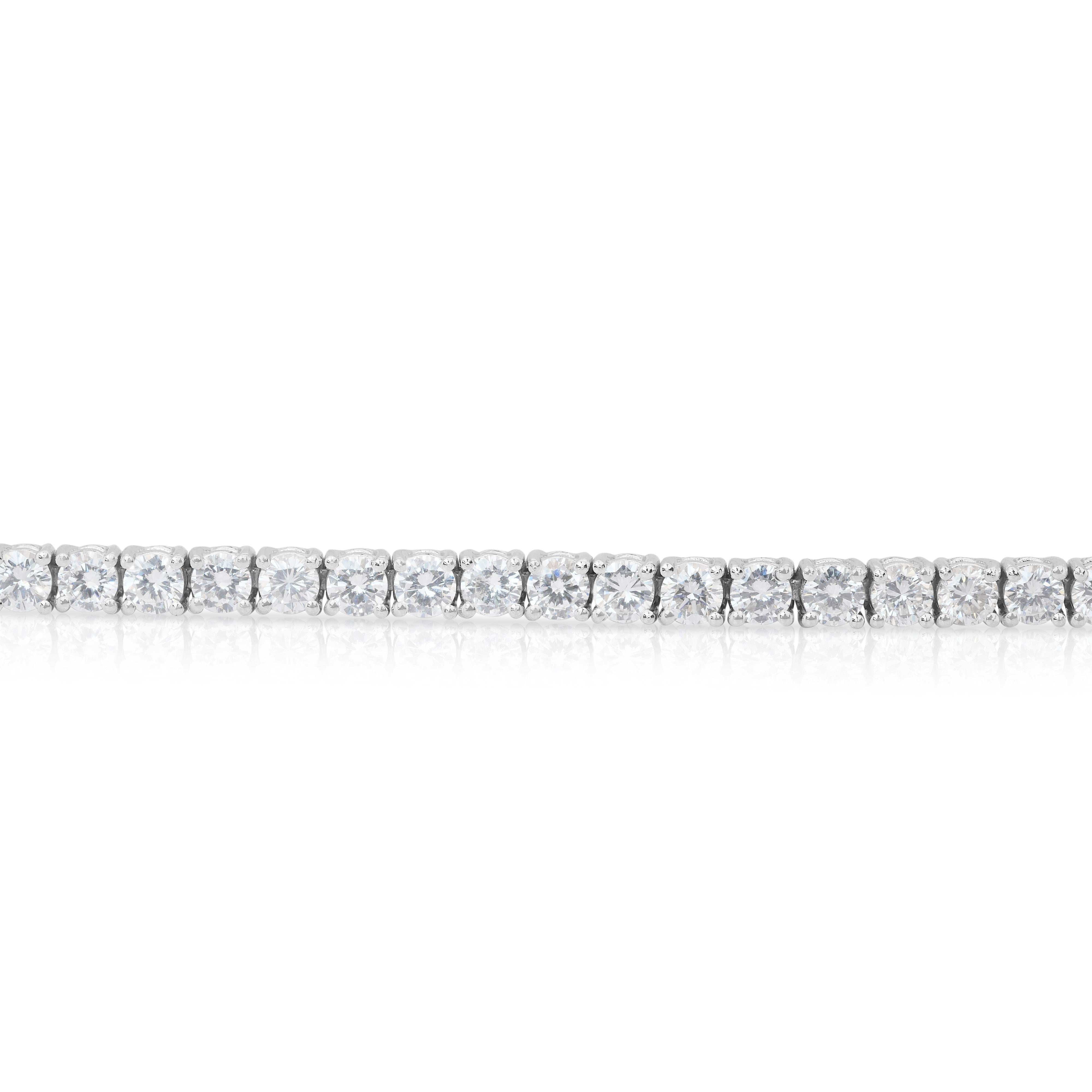 Brilliant 6.46ct Diamonds Tennis Bracelet in 18k White Gold - IGI Certified en venta 4