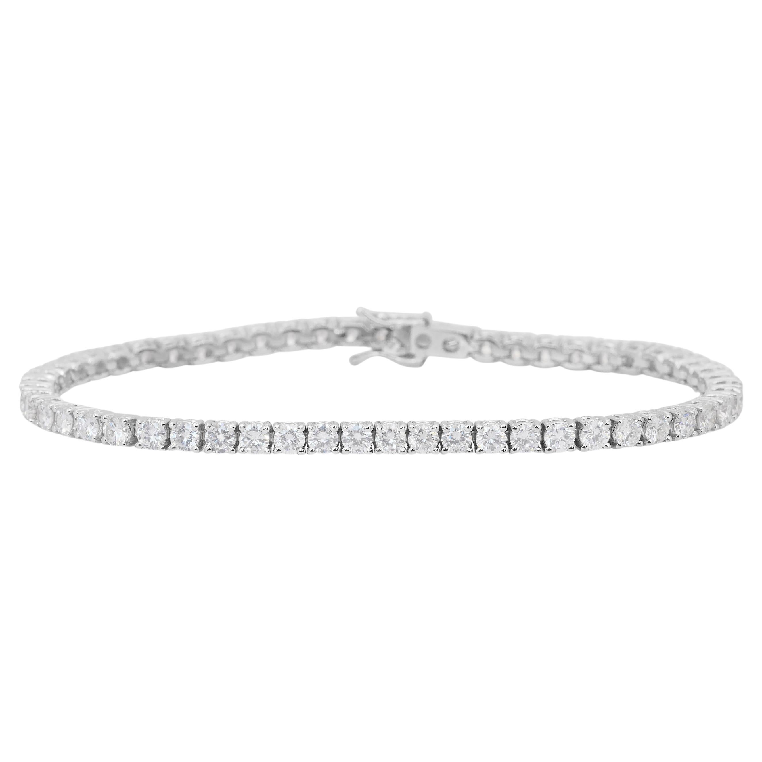 Brilliant 6.46ct Diamonds Tennis Bracelet in 18k White Gold - IGI Certified