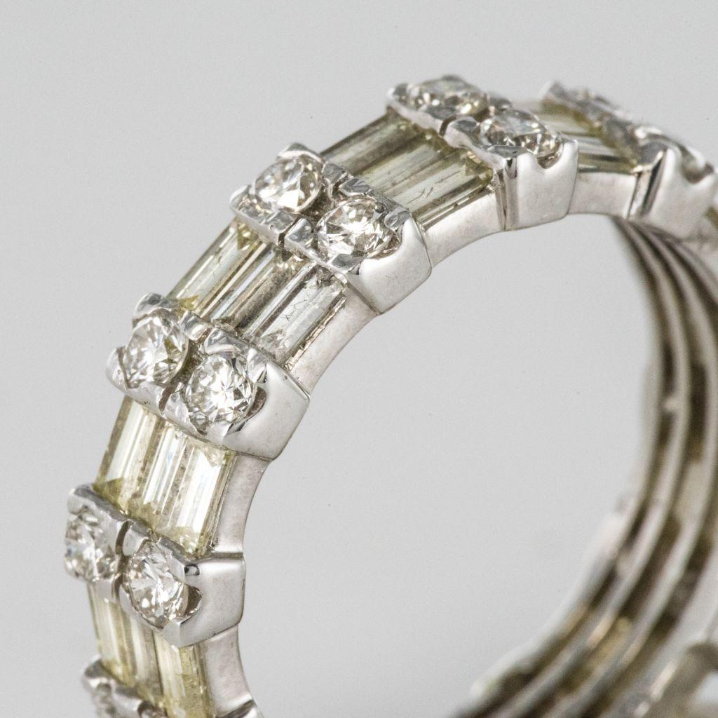 Modern Brilliant and Baguette Diamond Gold Eternity Ring