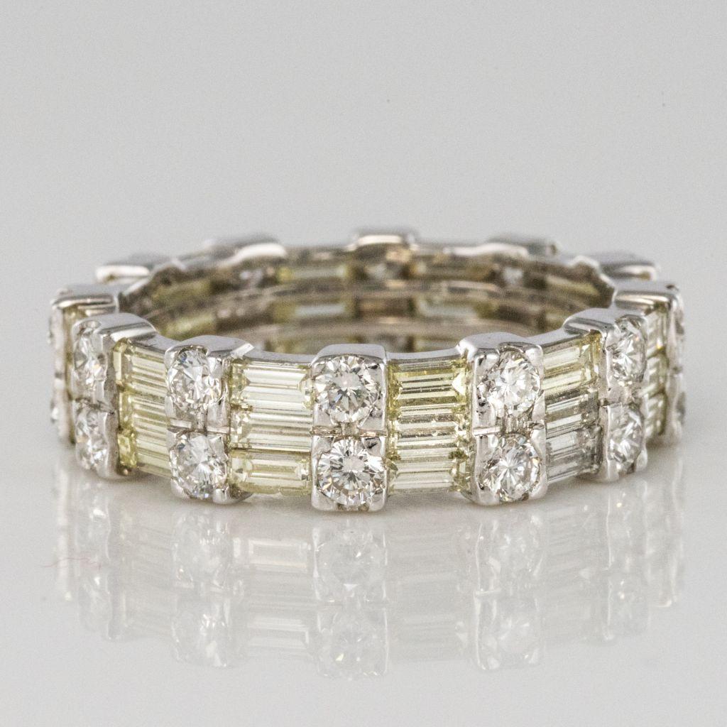 Baguette Cut Brilliant and Baguette Diamond Gold Eternity Ring
