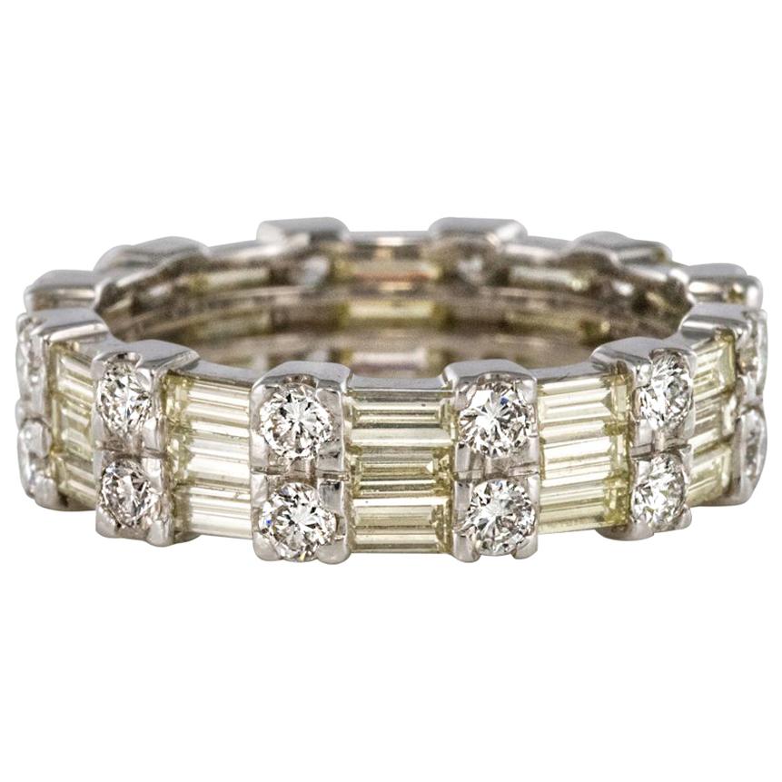 Brilliant and Baguette Diamond Gold Eternity Ring