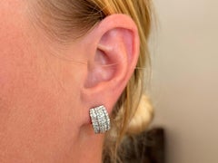 Brilliant and Baguette Diamond Row 14K White Gold Earrings