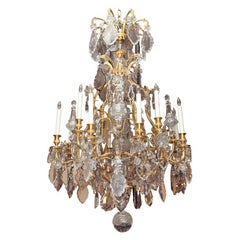 Brilliant Antique Baccarat Crystal and Mercury Gilded Chandelier